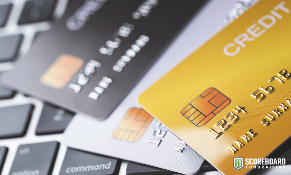 2 Credit cards on a key board.