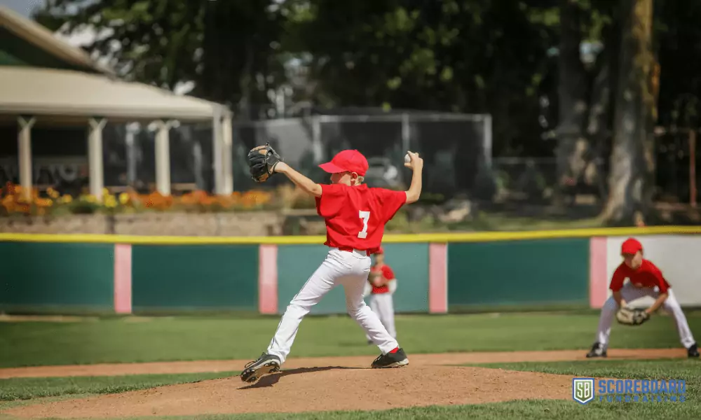 Youth playing baseball.